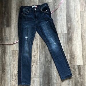 CAbi jeans size 6 bikercore high rise straight distressed blue